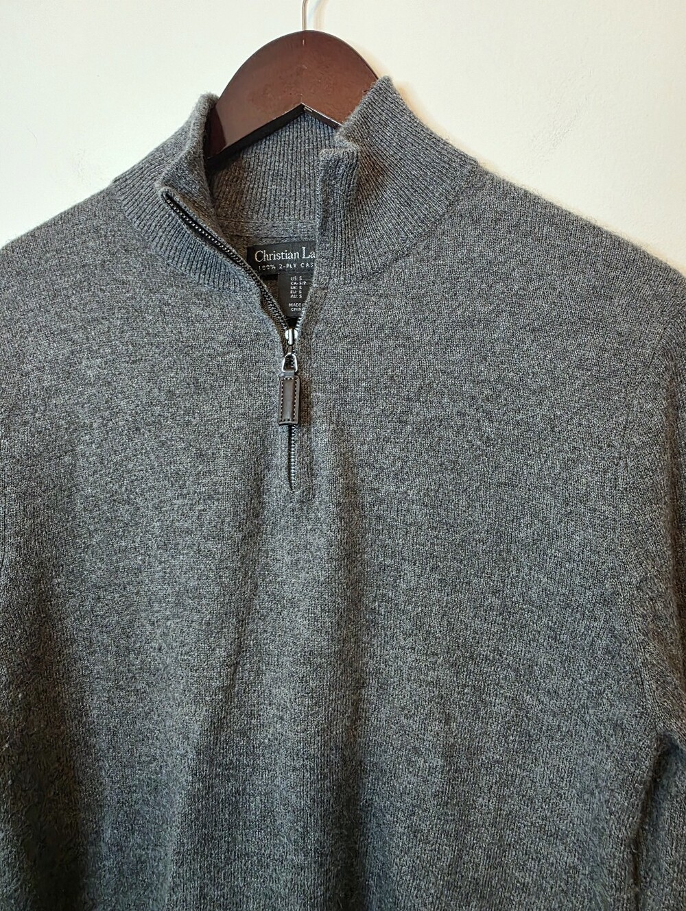 Christian Lacroix 100% Cashmere Gray Quarter Zip Swea… - Gem